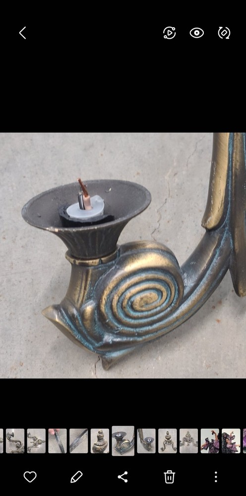 Ornate Antique solid brass double arm wall sconse