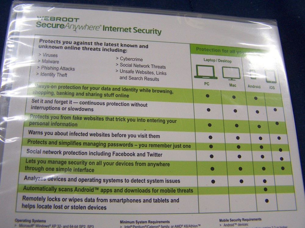Webroot Secure Anywhere Internet Security Plus (3 Devices) Windows 8 sealed