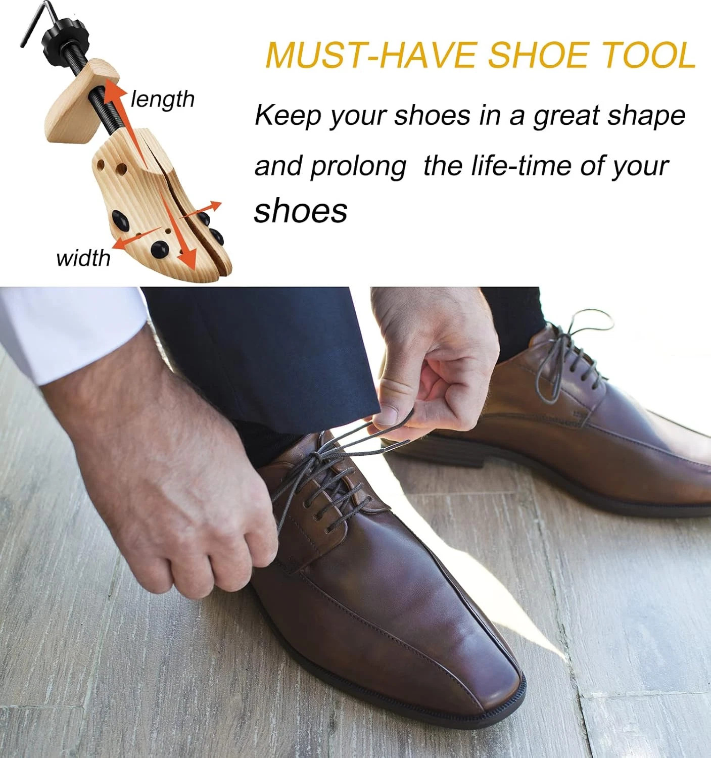 2-Way Wooden Adjustable Shoe Stretcher Expander Men Women Boot Size US 5-13