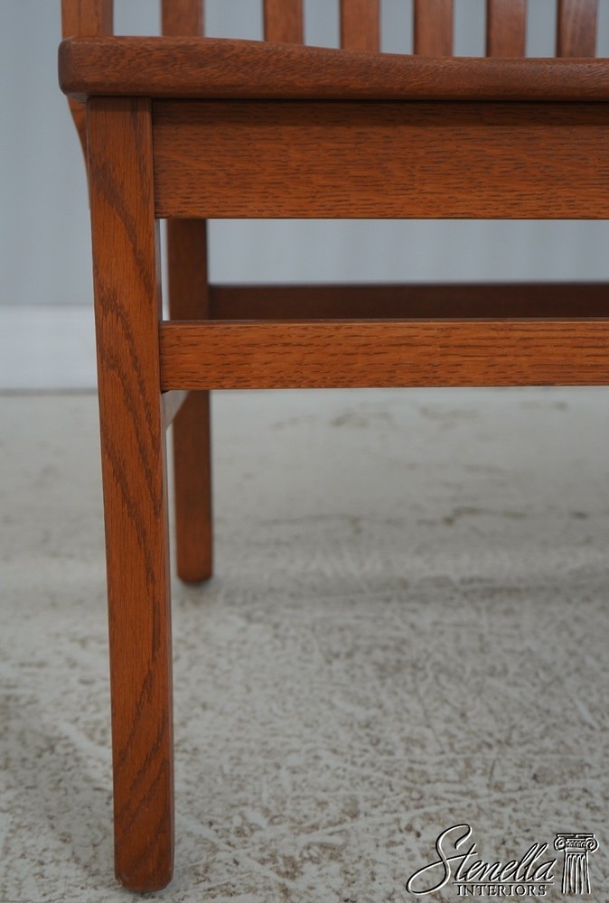 72209: Arts And Crafts Style Solid Oak Slat Back Bench