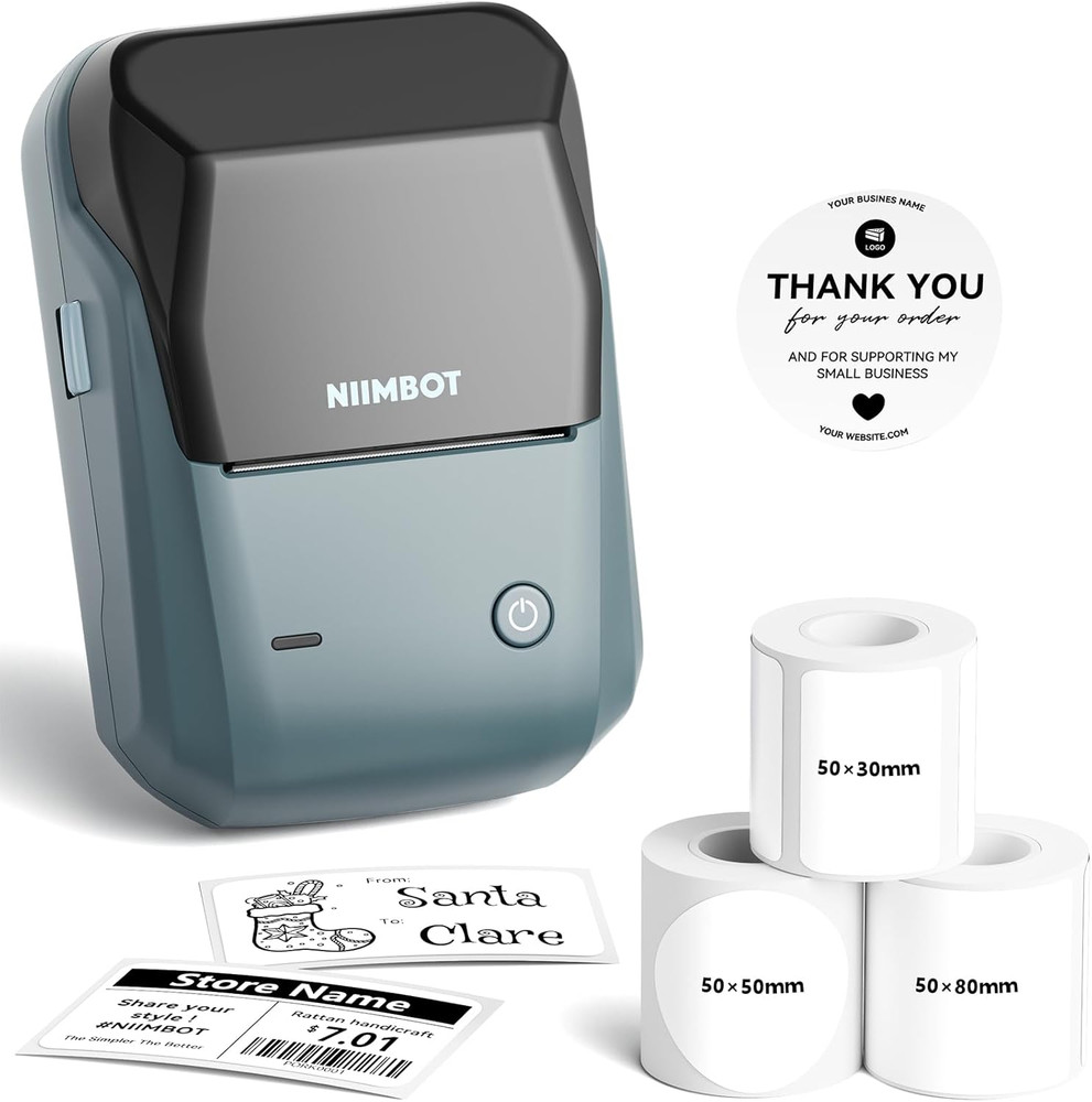 2Inch Label Maker Machine with 3 Tape, B1 Portable Sticker Printer for Small Bus