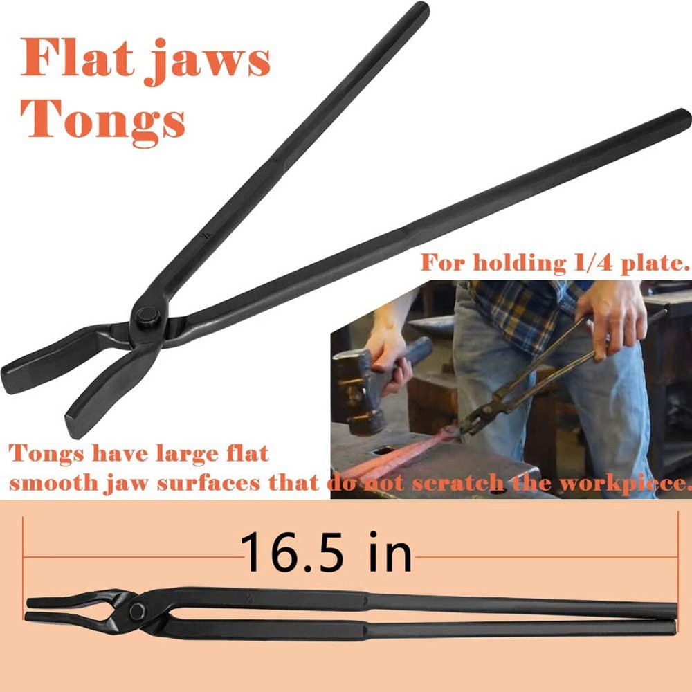Beginner Blacksmith Tongs Blacksmith Forge Tong Tools Set Flat Jaw Pick Up