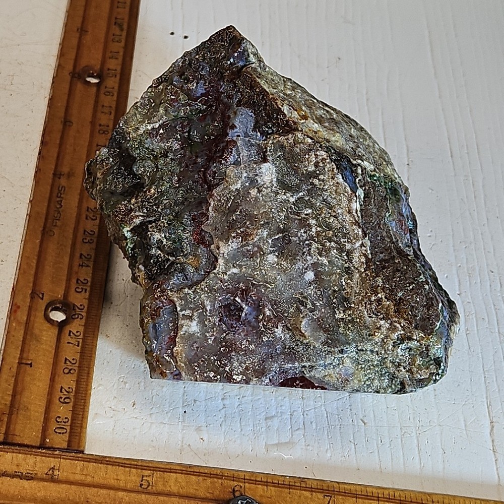 Red lightning agate rough. Beautiful blue color and moss pattern, 2LBs 2.0oz