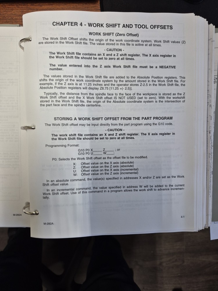 Hardinge Programmers manual for GT27SP with Fanuc 21T Hard Cover Folder