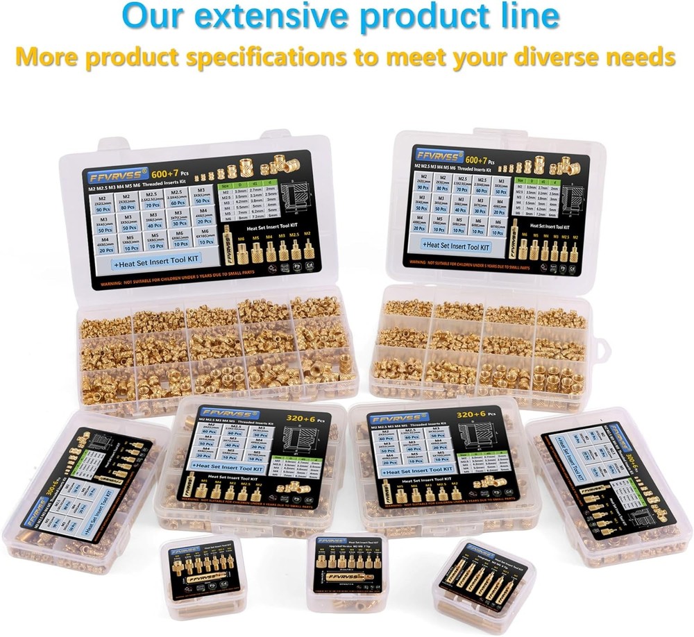 7x Soldering Tips/Heat Set Insert Tips - for Thread Inserts M2 M2.5 M3 M4 M5 M6