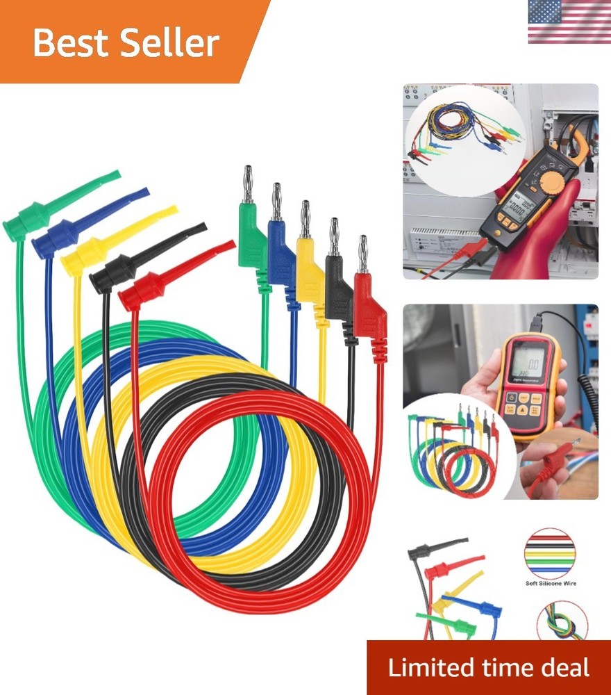 Multimeter  Lead Set - 5Pcs Stackable Banana Plug to  Hook Wire Cable Ki