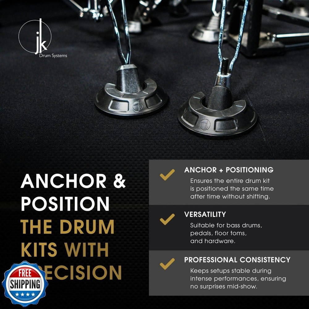 JK DRUMPLATES 2-Pack Drum Hooves | Stabilize Your Drumset | Non-S