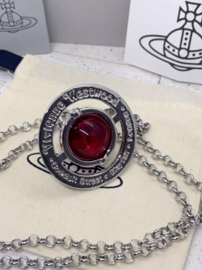 Silver Red Orb Pendant Necklace With packaging box