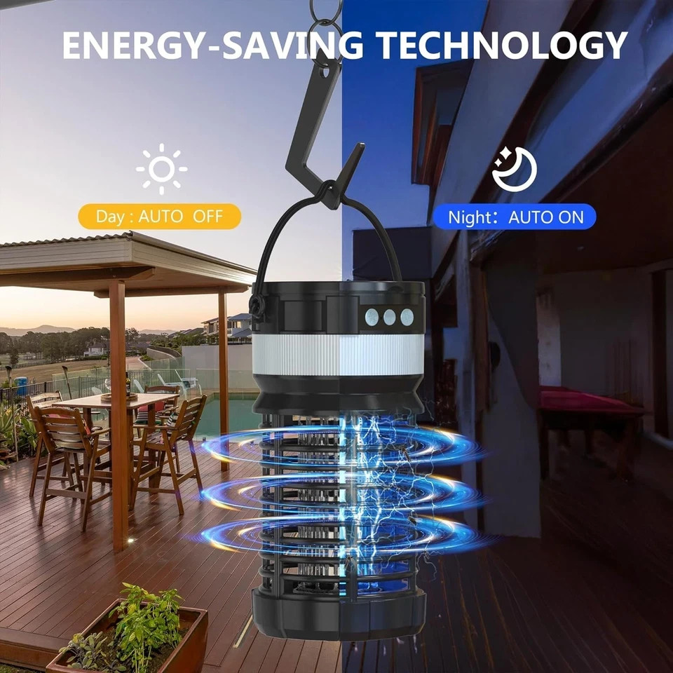 Bug Zapper Indoor Outdoor, Solar Waterproof Mosquito Lamp Fly Zapper Killer