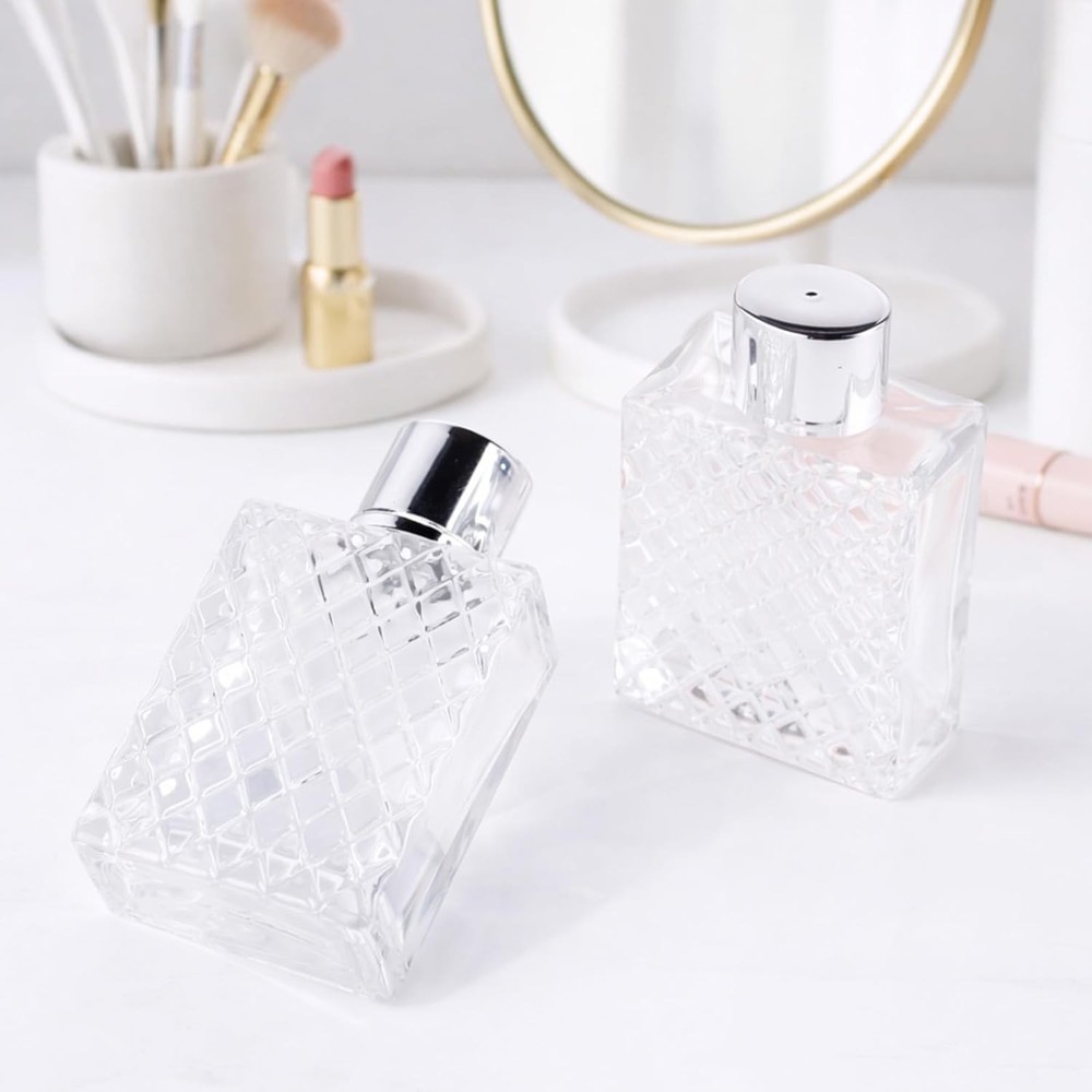 2 Pack 100ml Empty Perfume Bottles Refillable, Glass Perfume Atomizer with Funne
