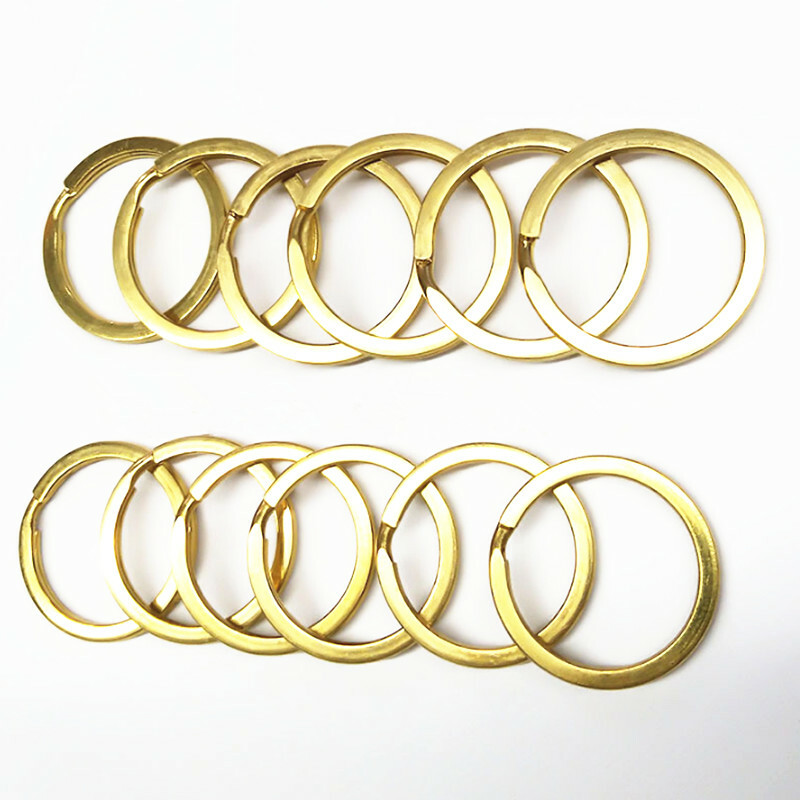 Retro Brass Key Ring Split Rings Flat Keyring 15/20/25/30/35mm Loop Car Keychain