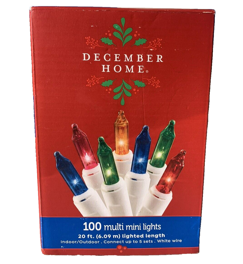 MultiColor Mini Lights String 100 Count WHITE Wire Christmas Incandescent 20'