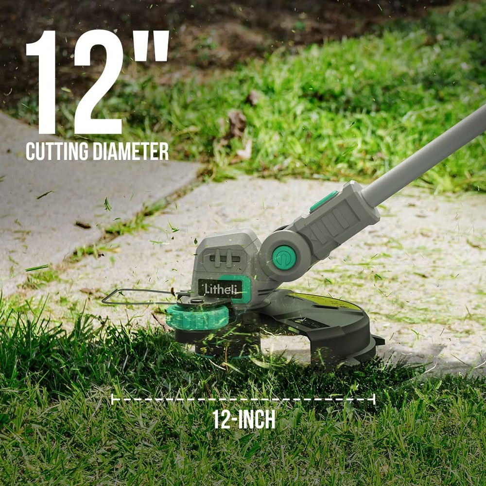 20V 12" Cordless String Trimmer/Wheeled Edger, Battery Powered Weed Wacker wi...