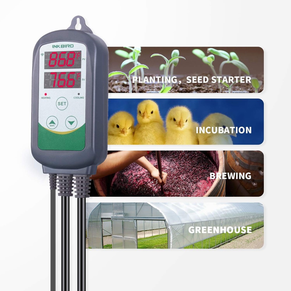 WiFi Thermostat Heating Cooling Temperature Controller Seeded Started Greenhouse