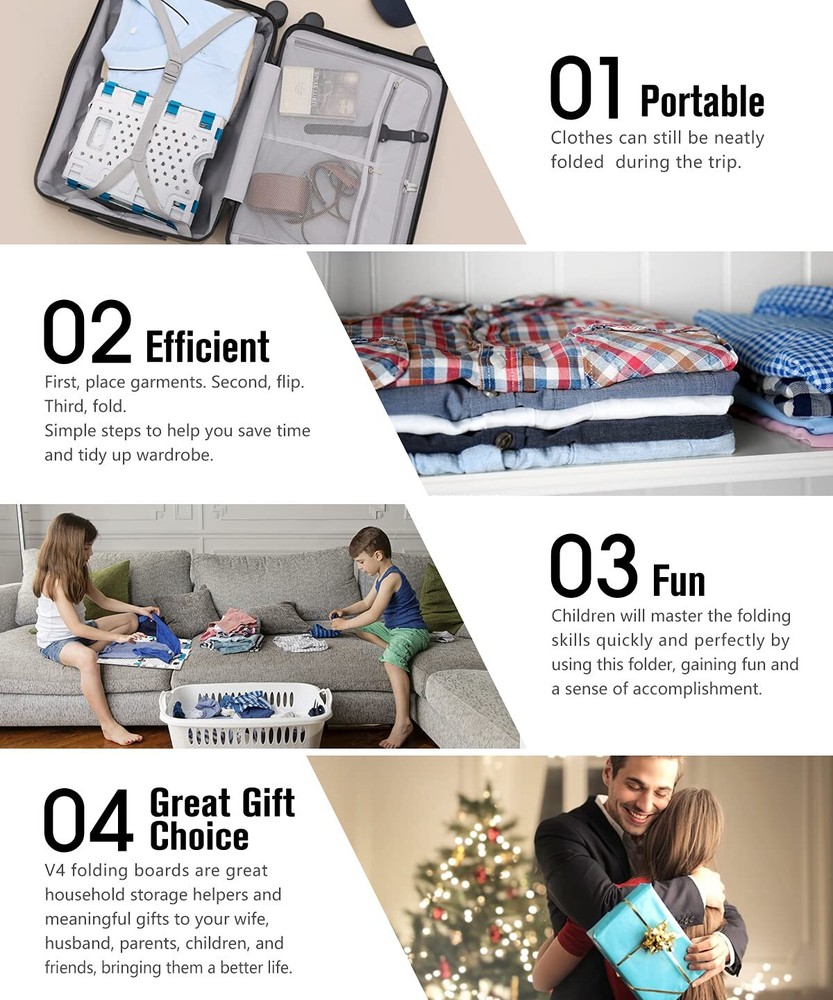 Version 4 Shirt Folding Board t Shirts Clothes Folder Durable Plastic Laundry...