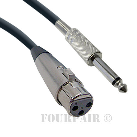 15ft XLR 3-Pin Female to 1/4" Mono Plug Shielded Microphone Mic Audio Cable Cord