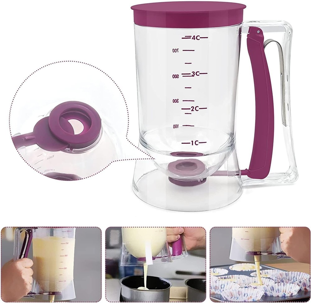 Pancake Cupcake Batter Dispenser, Bakeware Maker with Measuring Label, Perfec...