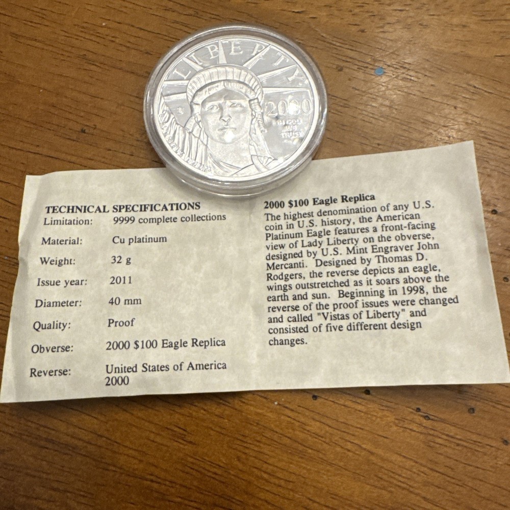 2000 PLATINUM LAYERED $100 American Eagle