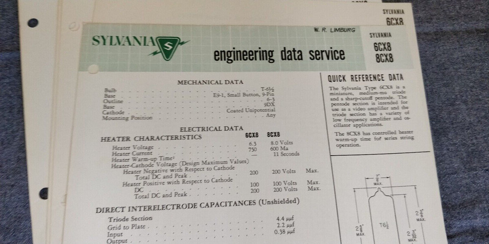 1957 ~ Sylvania ~ Engineering Service Data Lot ~ Triode Pentode