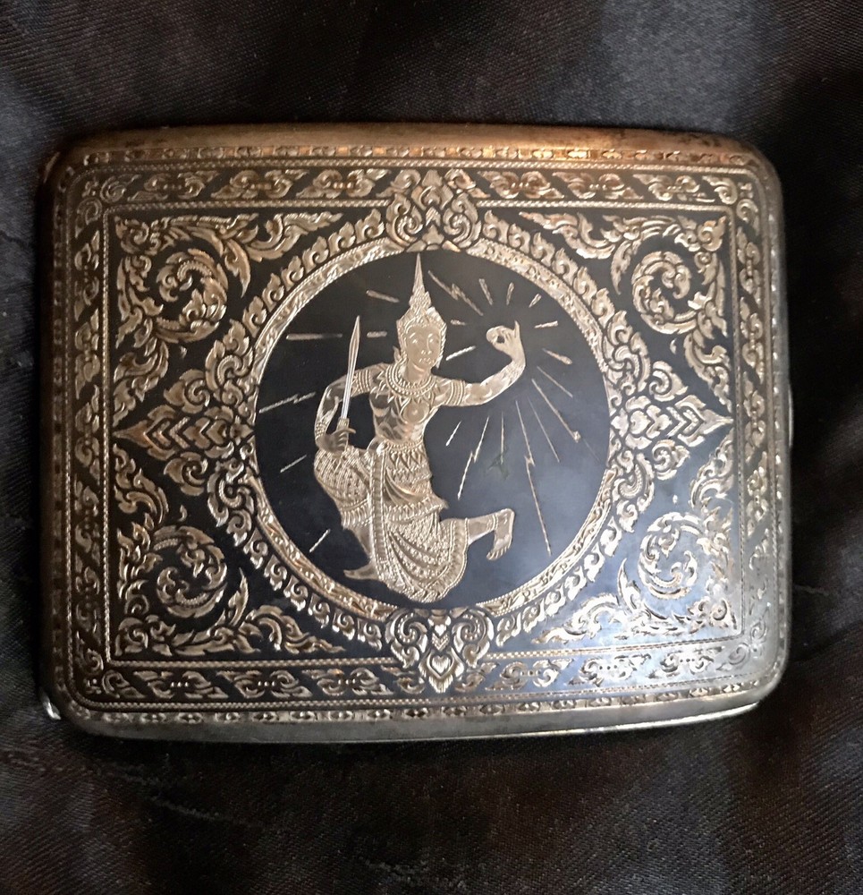 VINTAGE SIAM SILVER NIELLO CIGARETTE CASE