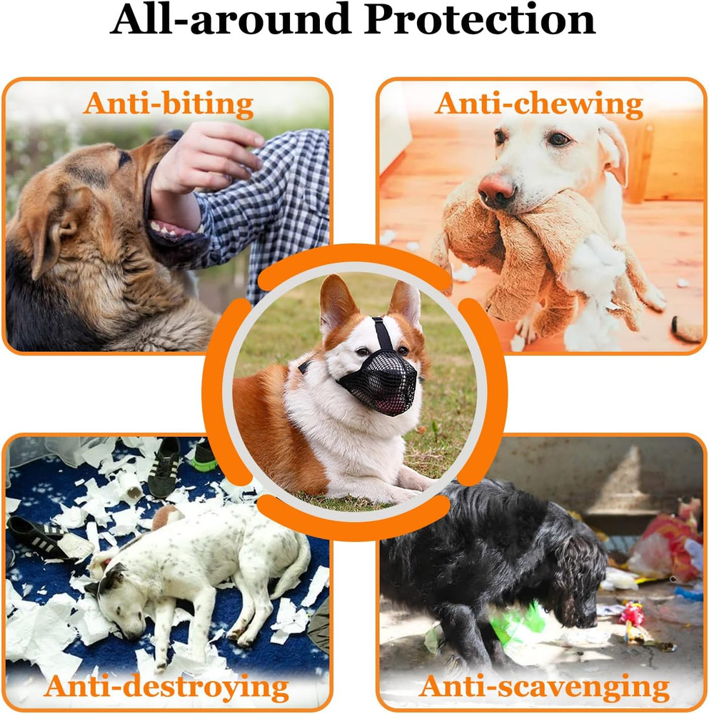 Dog Muzzle, Soft Mesh Muzzle for Small Medium Large Dogs Labrador German Shepher