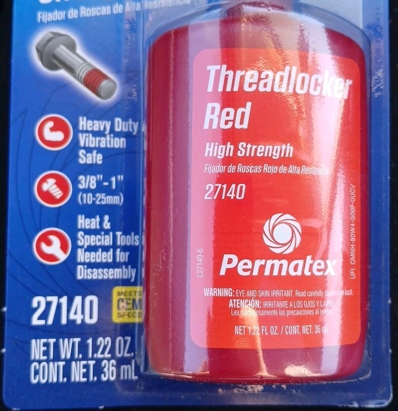 Permatex 27140 RED Threadlocker - High Strength- 1.22oz/36 mL