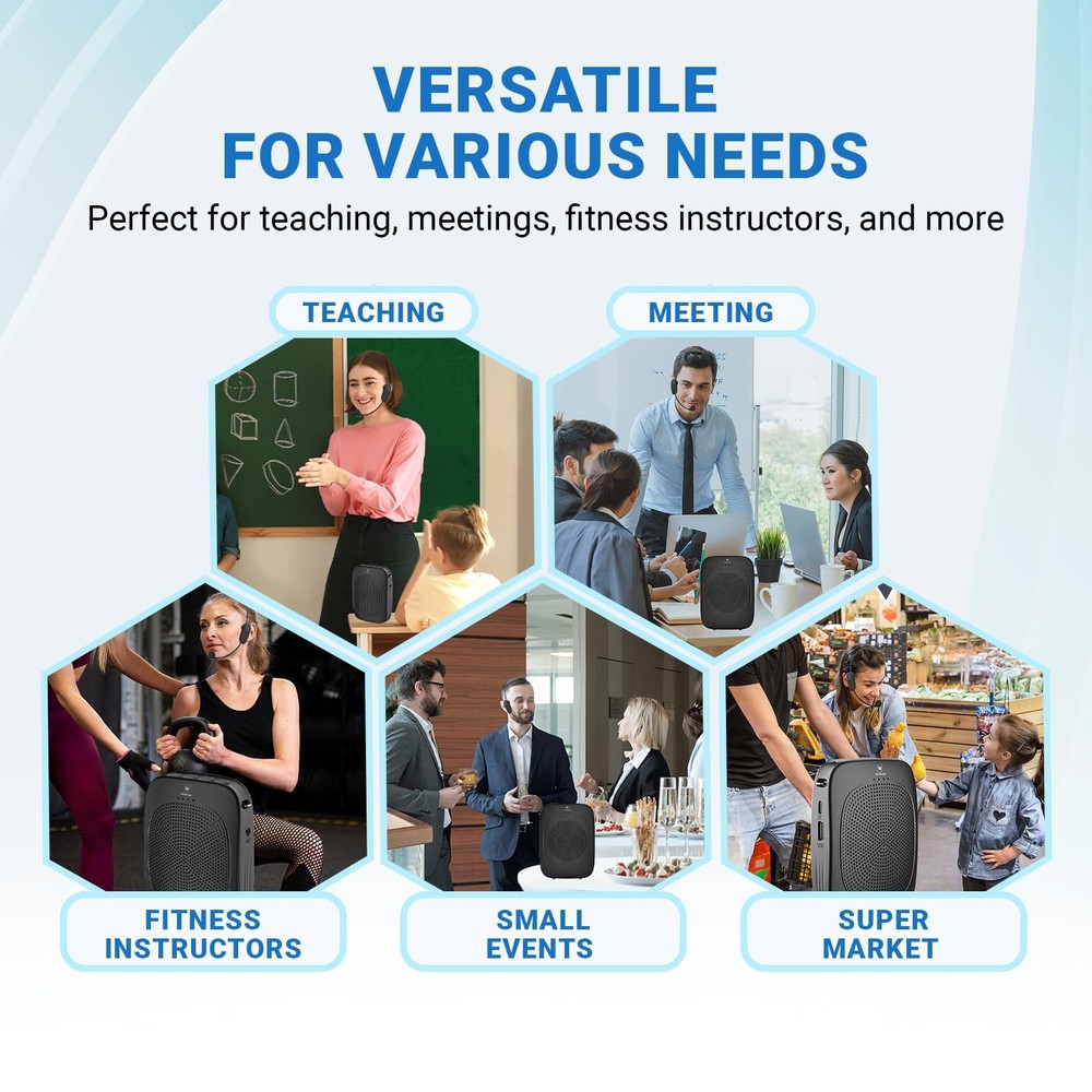 Wireless Voice Amplifier with Headset Microphone,Personal Wireless Bluetooth ...