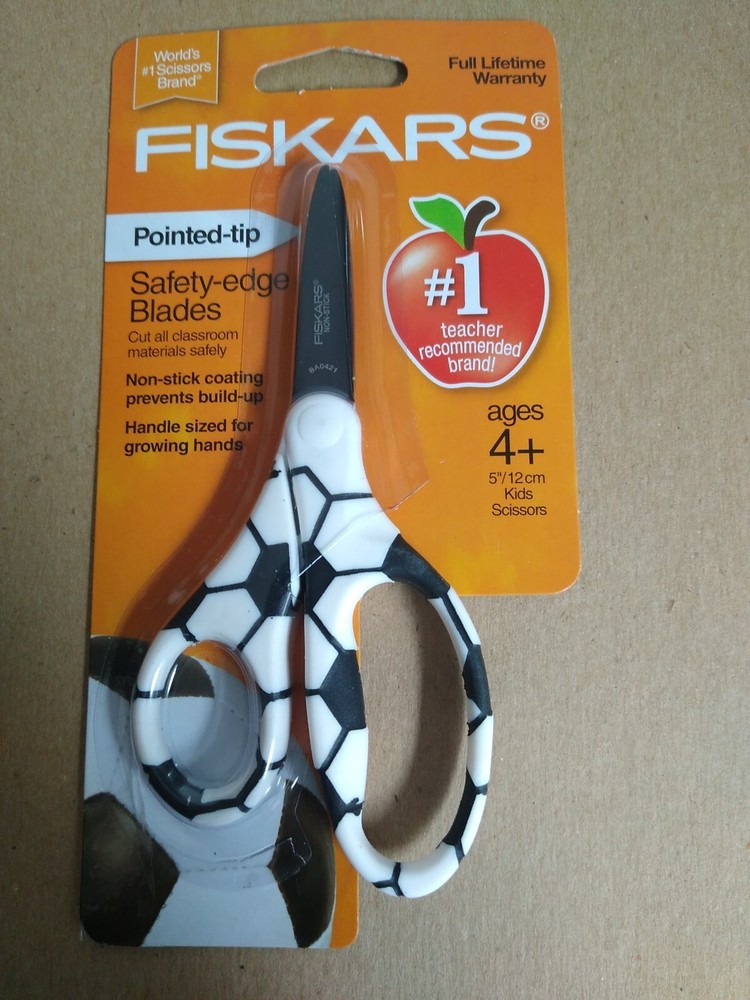 Fiskars 5" Non-Stick PointedTip Scissors Soccer Handles