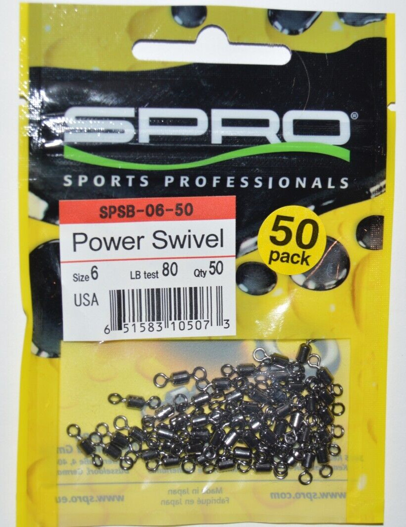 spro power swivel  size 6  80lb test   50 per pack   spsb-06-50