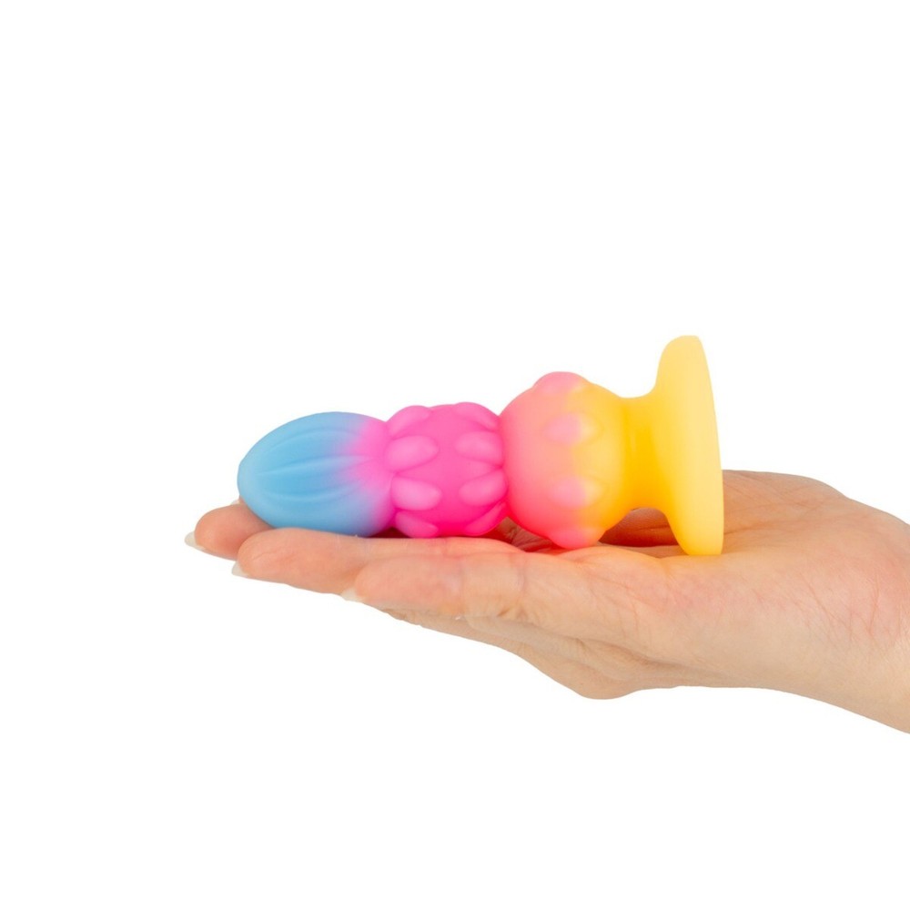 Soft Squeezable Glow in the Dark Silicone Beaded Bumpy Anal Butt Plug Small