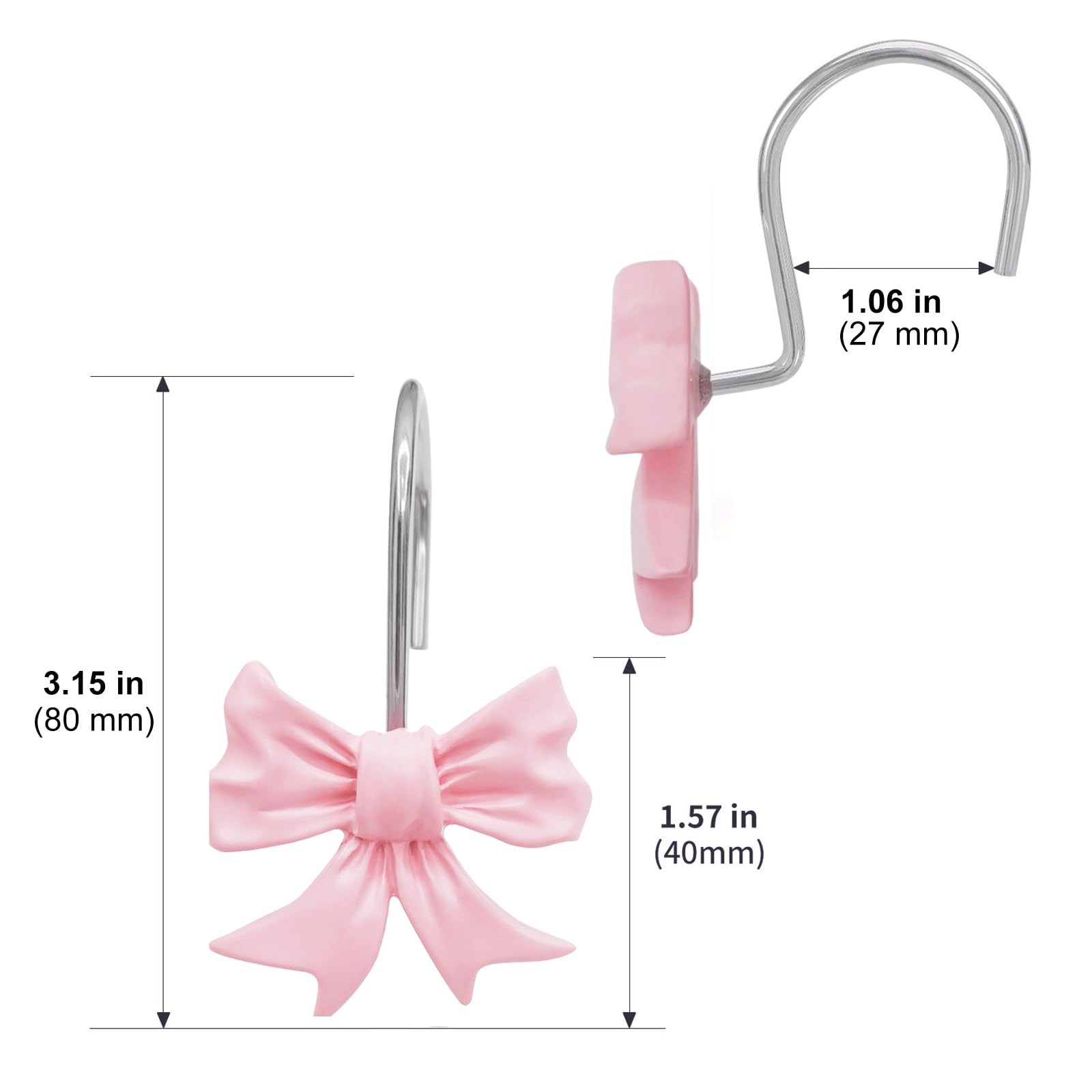 Decorative Shower Curtain Hooks, Bow Knot Shower Curtain Rings Hooks for Bath...