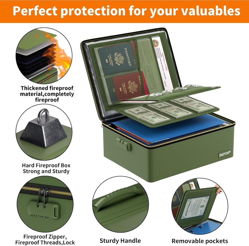 Versatile Fireproof Document Box with Thermal Insulation - For Home & Office Use