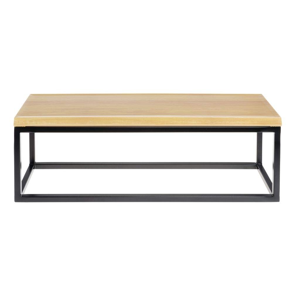 HUBERT® Black Display Riser with Butcher Block Top - 7"H