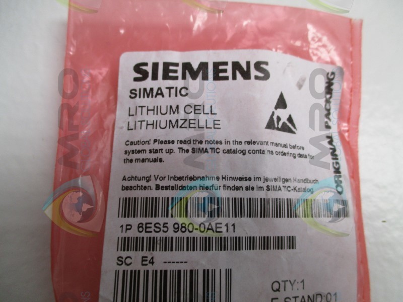 SIEMENS SIMATIC 6ES5980-0AE11 LITHIUM CELL NSMP