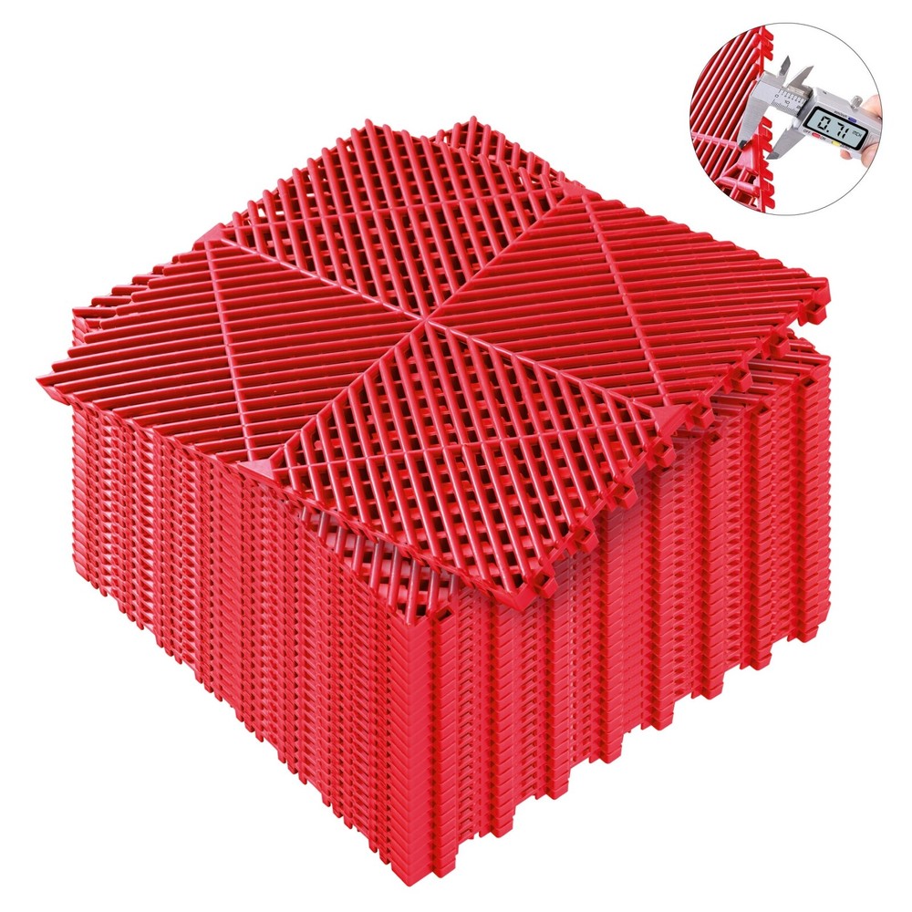 0.71" Thickened Garage Tile 16"x16" Self-Draining Interlocking Flooring Covering