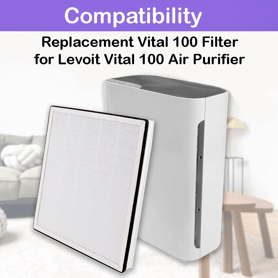 2x True HEPA Filter Replacement for LEVOIT Vital 100, 100-RF Air Purifier