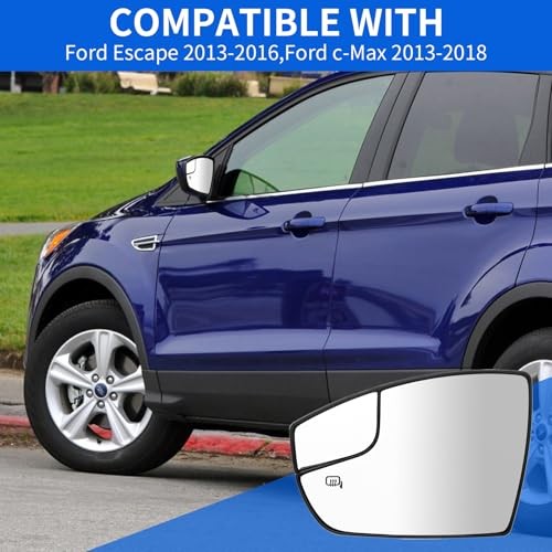 Driver Side Mirror Glass Compatible with Escape 2013 2014 Left Driver Side