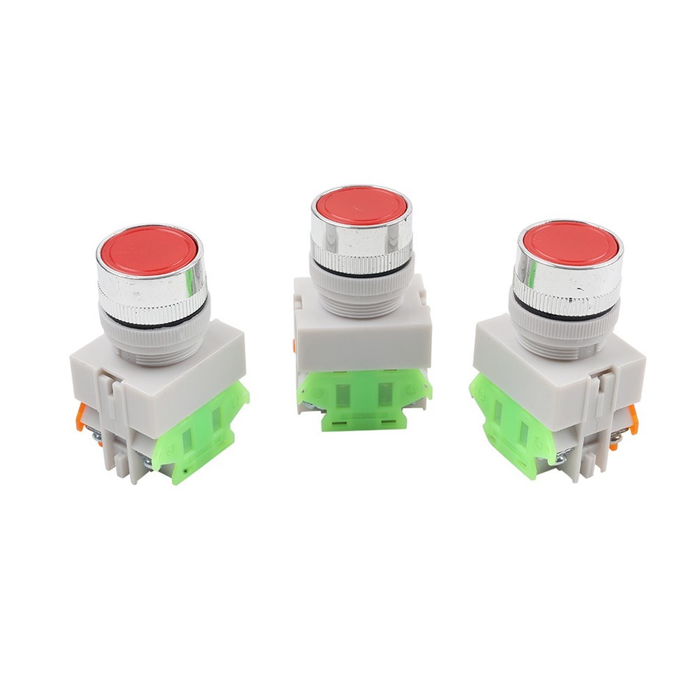 3PCS AC 660V 10A 4pin instantaneous push button switch red