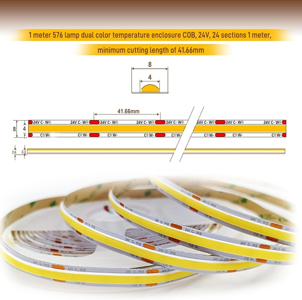 COB LED Strip Light,CCT Dimmable Strips 65FT, 576CCT
