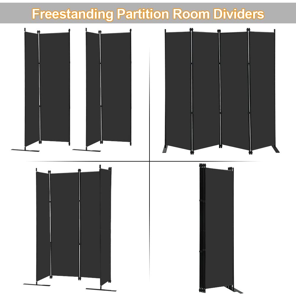 4 Panel Room Divider Screen 6Ft Tall Foldable Privacy Dividers Indoor Wall Pa...