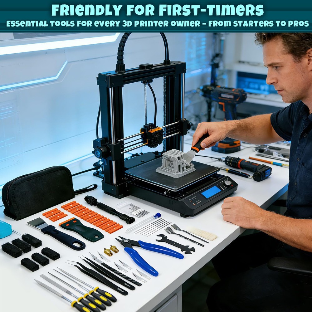 3D Printer Tool Kit Accessories - 58 Pcs Solve 99% Print Failures Clean Maint...