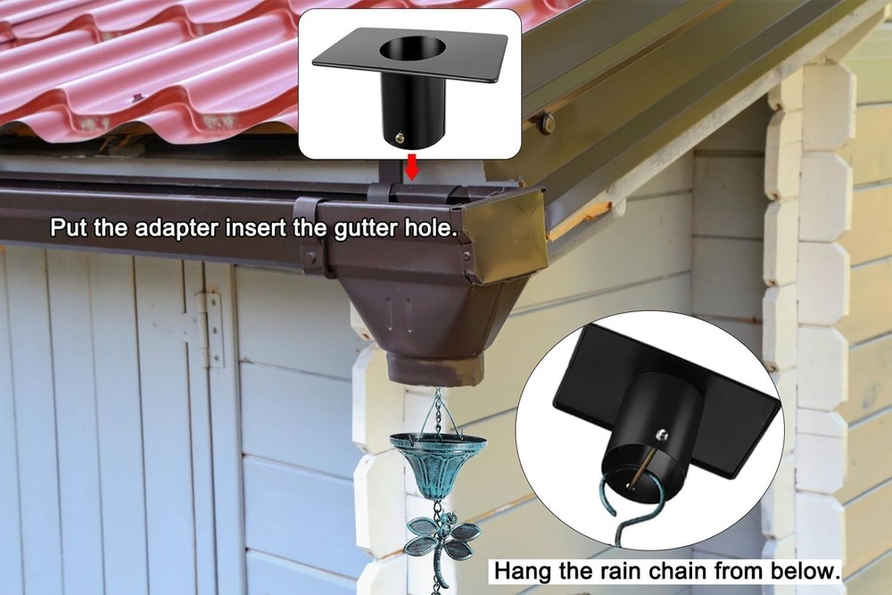 Efficient Rainwater Flow with Powder-Coated Metal Rain Chain Gutter Adapter