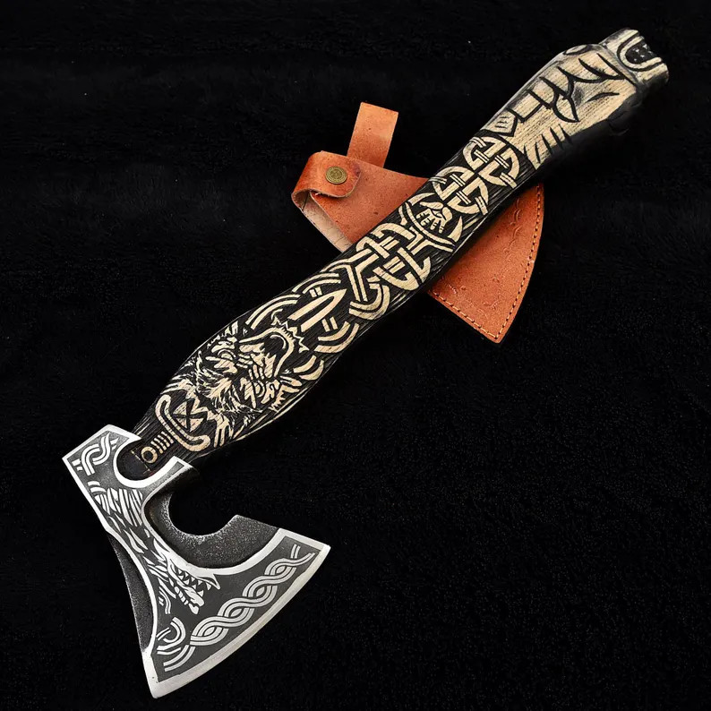 Custom Viking Shield & Axe Set Handmade Viking Round Shield Viking Axe