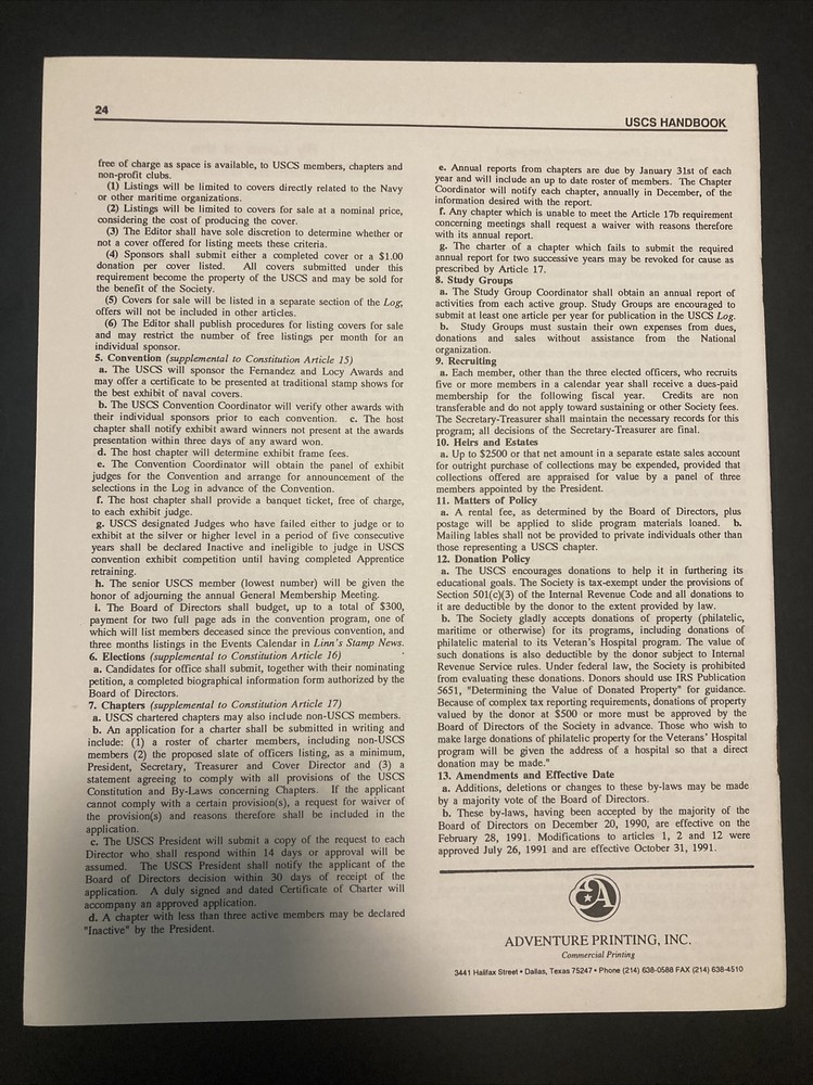 Universal Ship Cancellation Society Handbook, Revised May 1992