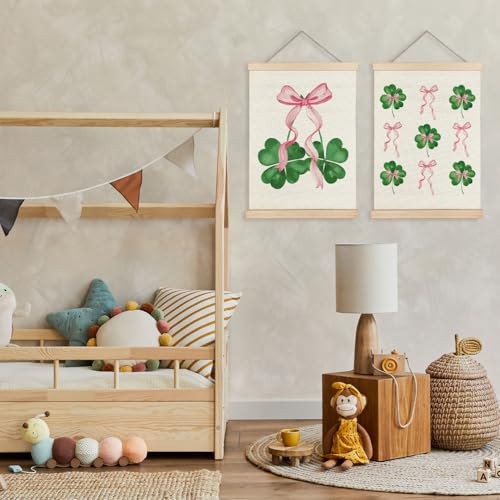 YTRGI Coquette Pink Bow Sage Green Spring Four Leaf Clover Irish Blessing Luck