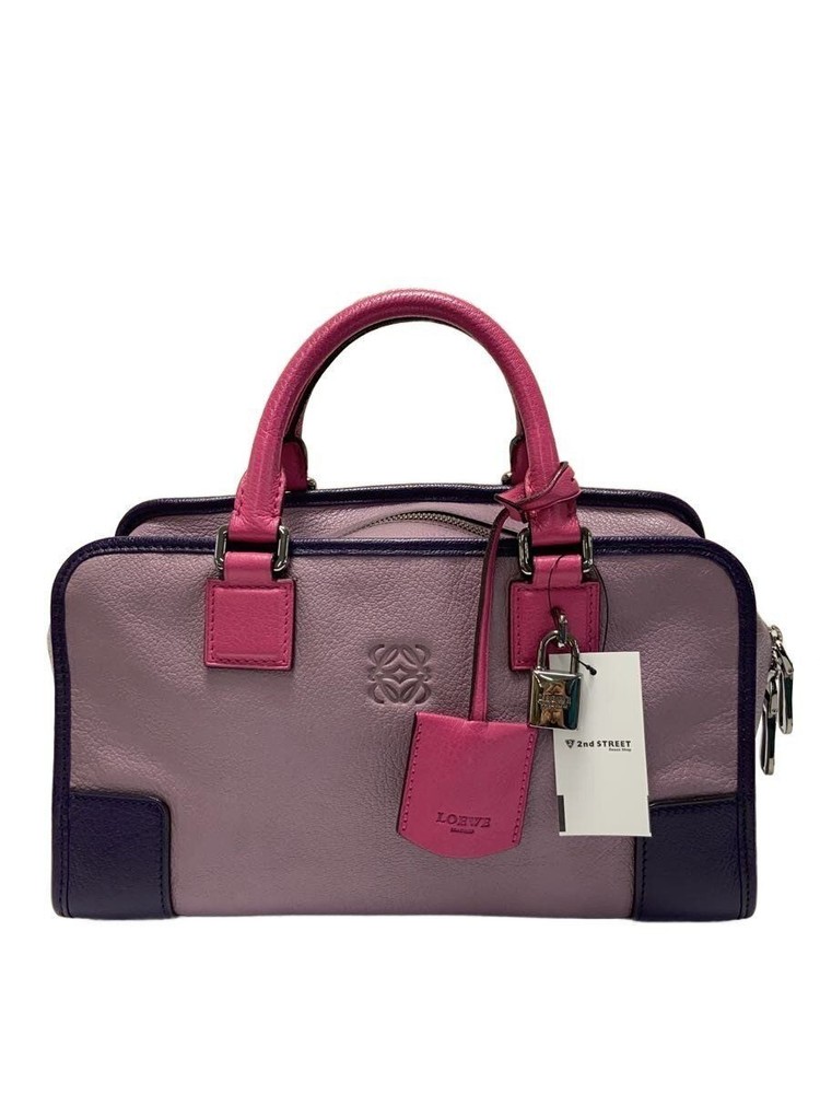 LOEWE handbag leather Pink Used