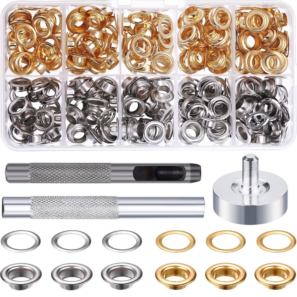 Grommet Kit 100 Sets Grommets Eyelets With 3 Pieces Install Tool Kit,