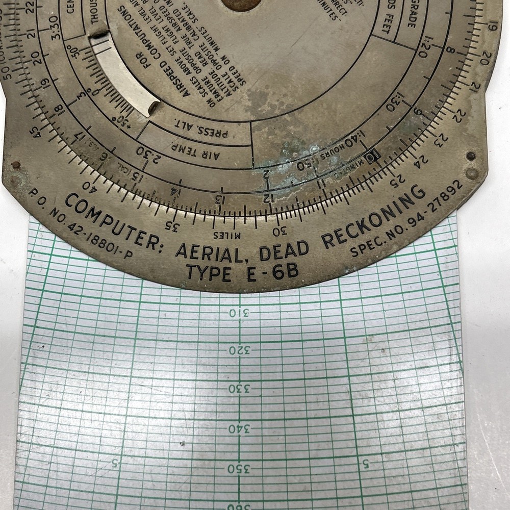 US Army Air Forces Type E-6B Computer: Dead Reckoning, Aerial With Case/Ruler