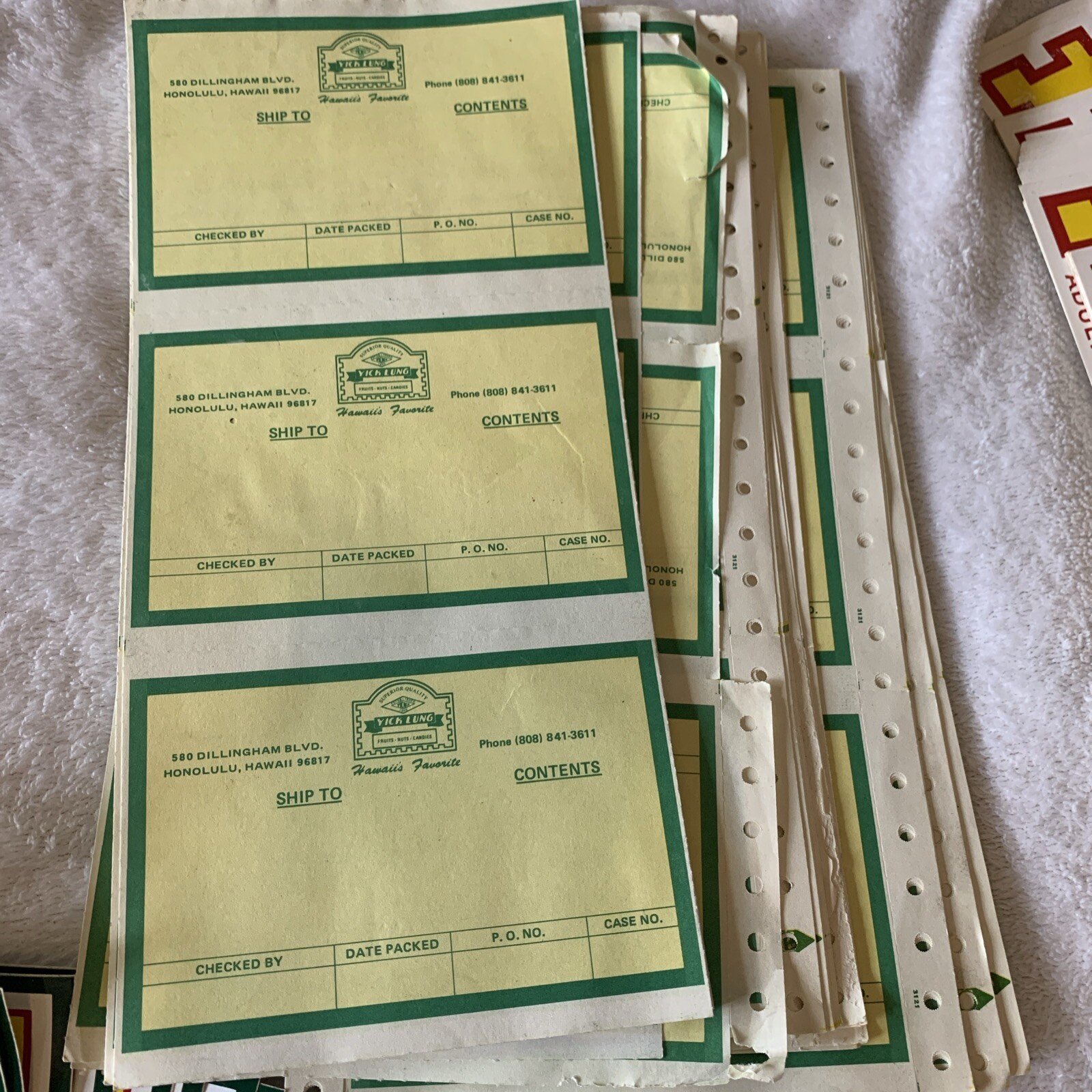 Rare Vintage Hawaii Yick Lung Lot Labels, Shirts, POGS, Decals Etc.