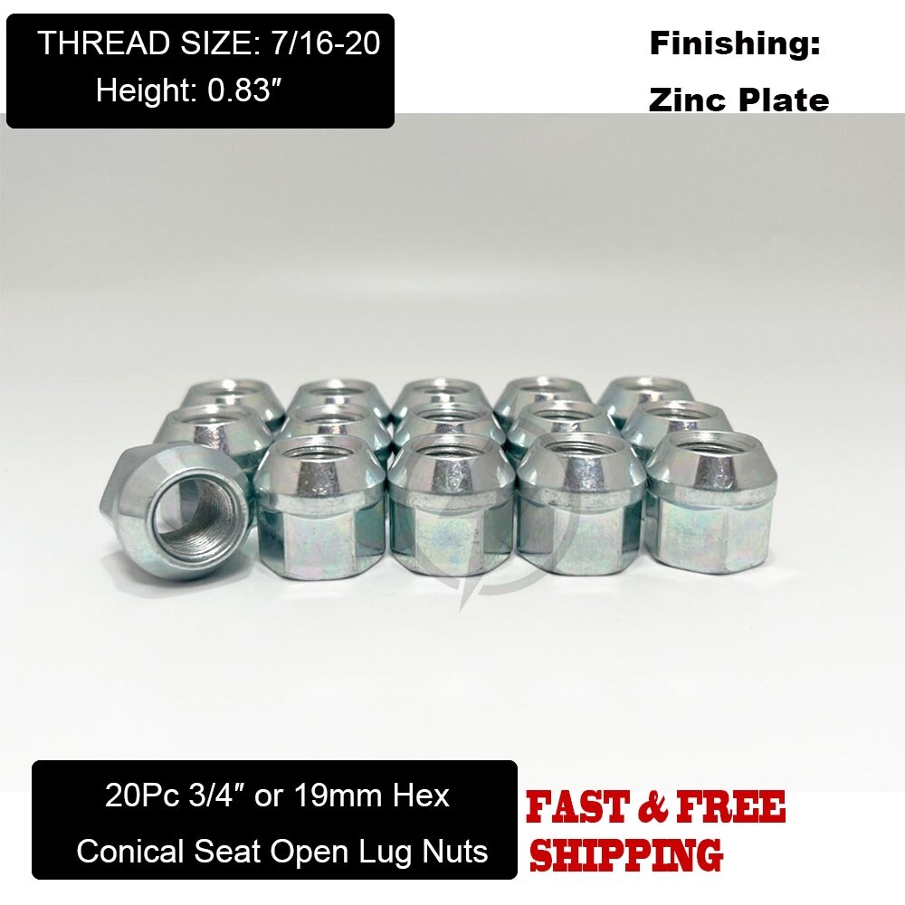 20Pc 7/16-20 Open End Bulge Acorn Lug Nuts For Chevy Pontiac Buick Oldsmobile